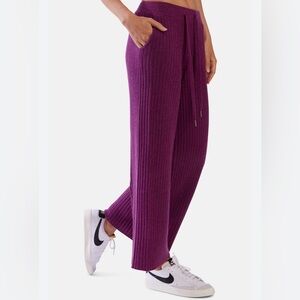 Gap Womens Ribbed Knit Joggers Pants Large Tall Leisure Loungewear Purple